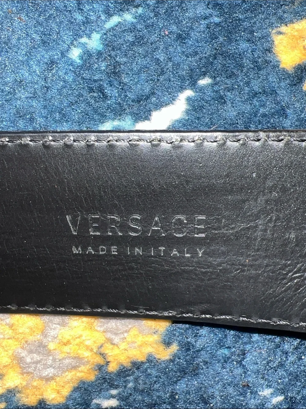 Versace Black Leather Men's Belt with Gold Medusa Buckle- Italian leather !